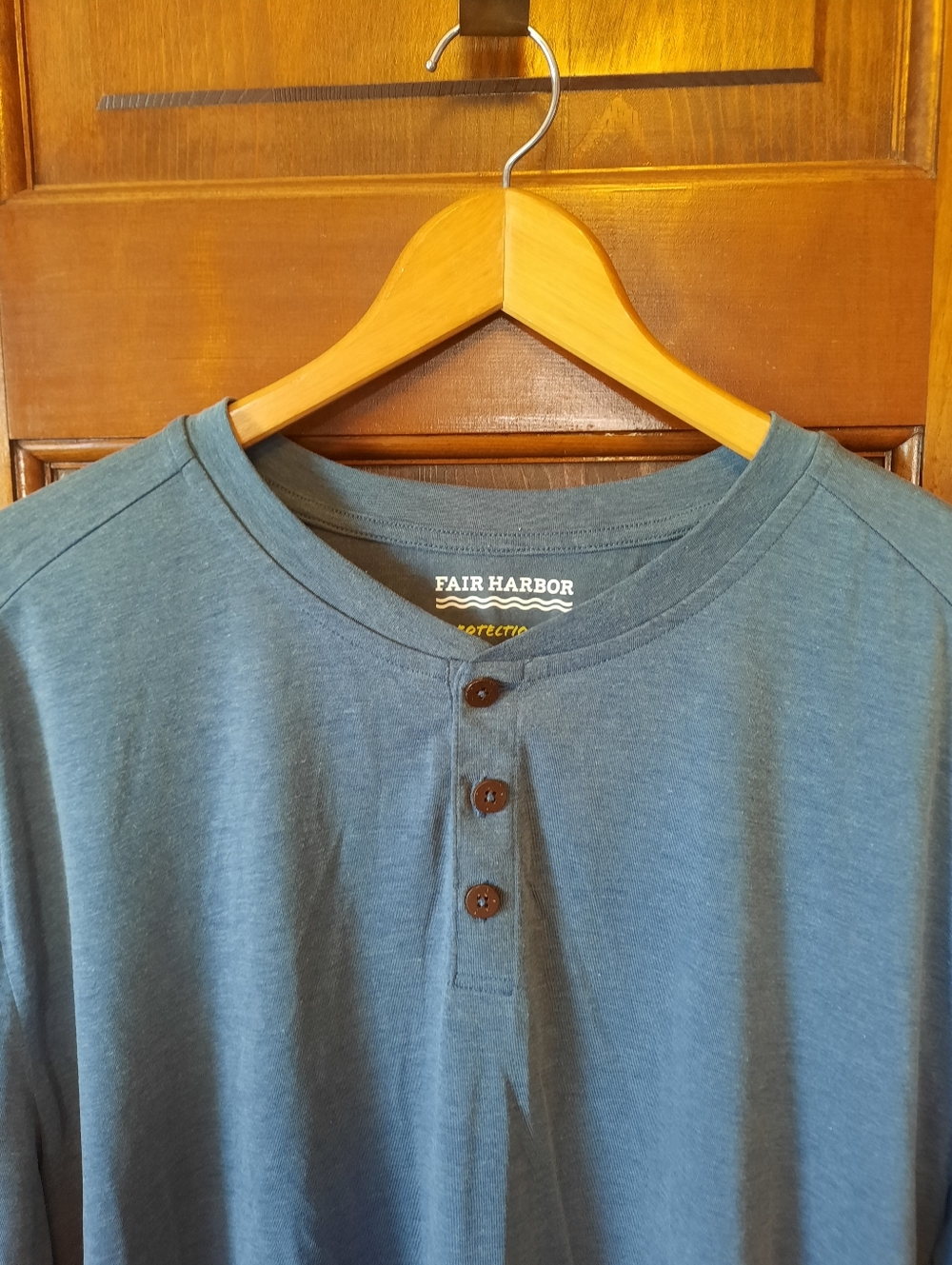 Fair Harbor Sun Protection UPF 50+ Dusty Blue Long Sleeve Henley T-shirt Size 2X - Picture 4 of 8